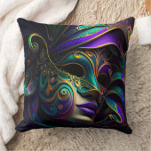 明るい華美色のマルディグラスマスク クッション (ブランケット)