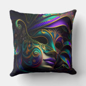 明るい華美色のマルディグラスマスク クッション (裏面)