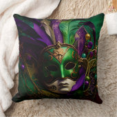 明るい華美色のマルディグラスマスク クッション (ブランケット)