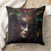 明るい華美色のマルディグラスマスク クッション (ブランケット)