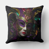 明るい華美色のマルディグラスマスク クッション (裏面)