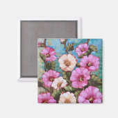 "明るい葵" 2"正方形マグネット マグネット (正面/裏面)