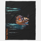 明るい虎のダークフォレスト フリースブランケット (正面)