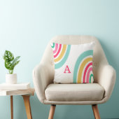 明るい虹と子どものモノグラムカラフル ランバークッション (椅子)