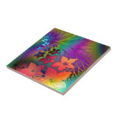 明るい虹によって着色される花柄 タイル (側面)