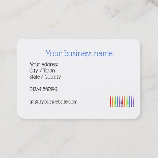 明るい虹のクレヨン、アーティストまたは先生 名刺 (裏面)