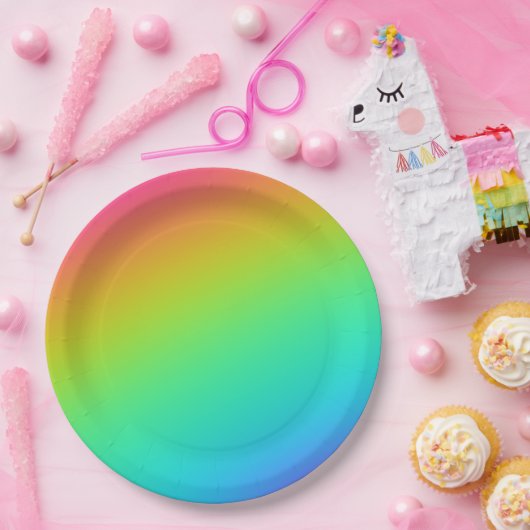 明るい虹のグラデーシ結婚ョン ペーパープレート (パーティー)