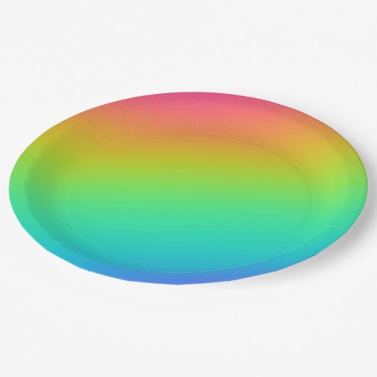 明るい虹のグラデーシ結婚ョン ペーパープレート (アングル)