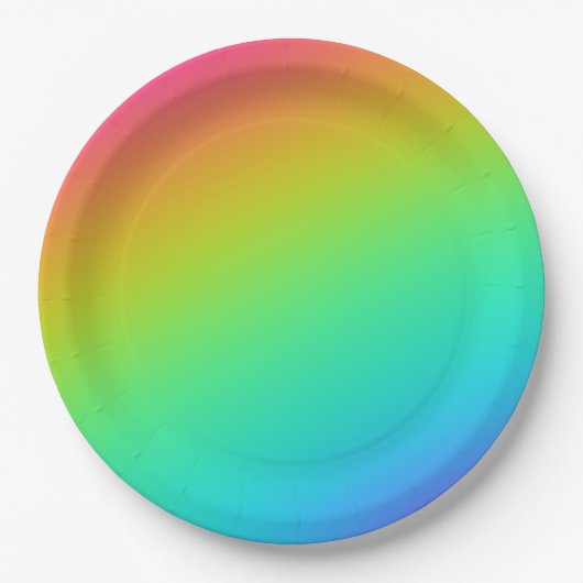 明るい虹のグラデーシ結婚ョン ペーパープレート (正面)