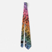 明るい虹のグリッター音楽ノート砂糖スカル ネクタイ (裏面)