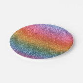 明るい虹のグリッター ペーパープレート (アングル)