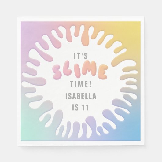 明るい虹のスライムパーティー スタンダードランチョンナプキン (正面)