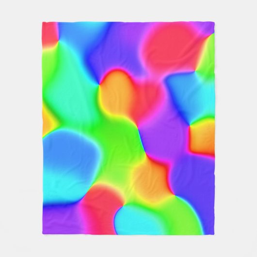 明るい虹のブロッブ フリースブランケット (正面)