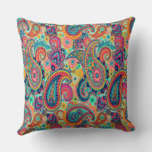 明るい虹のペイズリー クッション (裏面)