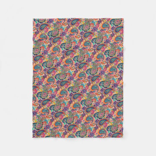 明るい虹のペイズリー フリースブランケット (正面)