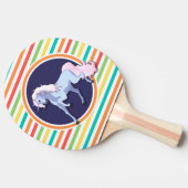 明るい虹の上の紫のユニコーンストライプ 卓球ラケット (横)