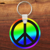 明るい虹の平和のシンボル キーホルダー (正面)