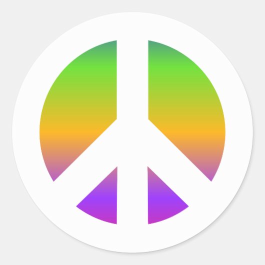 明るい虹の平和サイン ラウンドシール (正面)