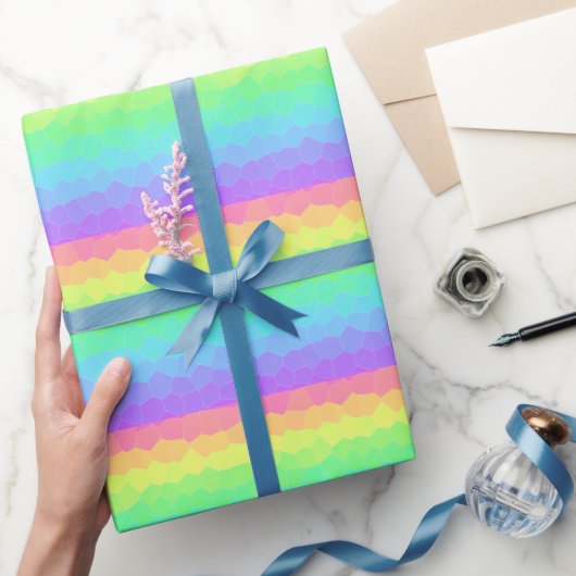明るい虹の幾何学的なグラデーション ラッピングペーパー (ギフト)