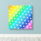 明るい虹の幾何学的な六角形の花のパターン キャンバスプリント (インサイチュ (ウッドフロア))