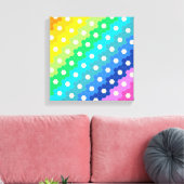 明るい虹の幾何学的な六角形の花のパターン キャンバスプリント (インサイチュ (リビング))