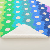 明るい虹の幾何学的な六角形の花のパターン シェルパブランケット (3/4)