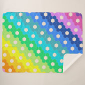 明るい虹の幾何学的な六角形の花のパターン シェルパブランケット (正面(横))