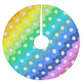 明るい虹の幾何学的な六角形の花のパターン ブラッシュドポリエステルツリースカート (正面)