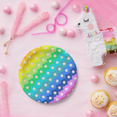 明るい虹の幾何学的な六角形の花のパターン ペーパープレート (パーティー)