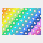 明るい虹の幾何学的な六角形の花のパターン ラッピングペーパーシート (正面2)