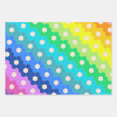 明るい虹の幾何学的な六角形の花のパターン ラッピングペーパーシート (正面)