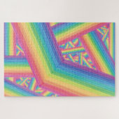 明るい虹の幾何学的な重なりパターン ジグソーパズル (横)