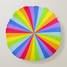 明るい虹の放射状の丸い枕