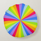 明るい虹の放射状の丸い枕 ラウンドクッション (裏面)