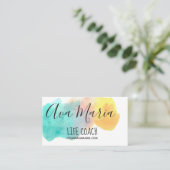 明るい虹の水彩画のしぶきの名刺 名刺 (スタンド正面)