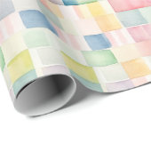 明るい虹の水色ブロックお祝い ラッピングペーパー (ロールコーナー)