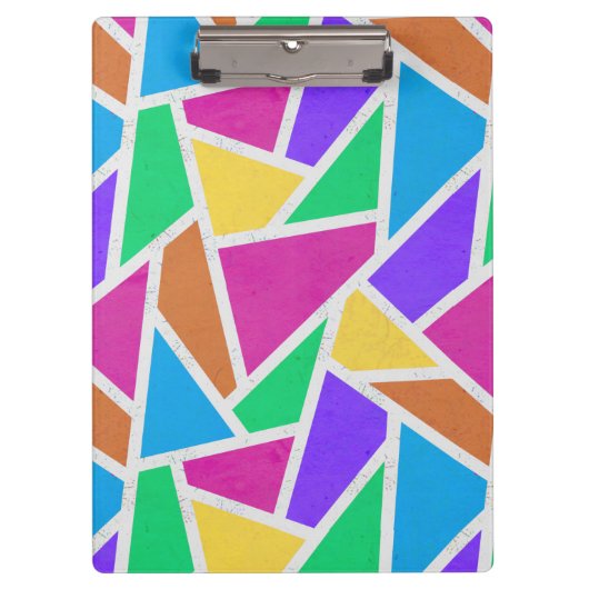 明るい虹の色モザイク クリップボード (正面)