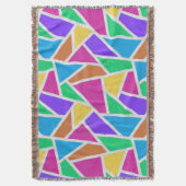 明るい虹の色モザイク スローブランケット (正面縦)