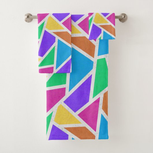 明るい虹の色モザイク バスタオルセット (インサイチュ)