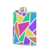 明るい虹の色モザイク フラスク (左)