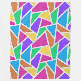 明るい虹の色モザイク フリースブランケット