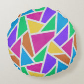 明るい虹の色モザイク ラウンドクッション (裏面)