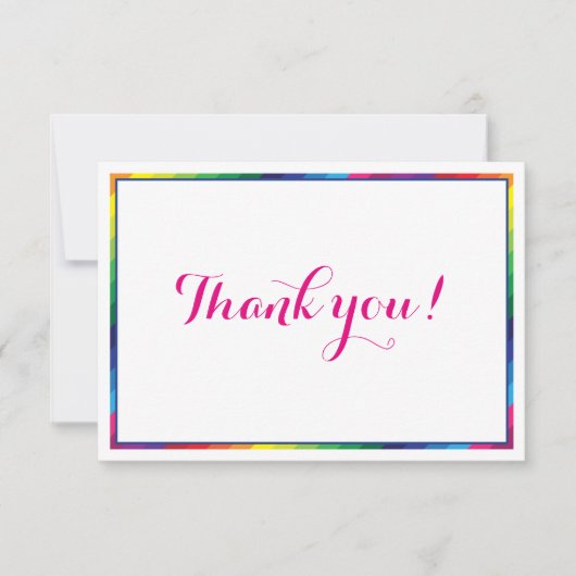 明るい虹の色モダンありがとう サンキューカード (正面)