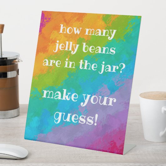 明るい虹の誕生日パーティージェリービーンゲームサイン 台座サイン (インサイチュ)