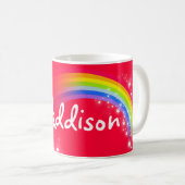 明るい虹の赤い一流のマグをからかいます コーヒーマグカップ (正面右)