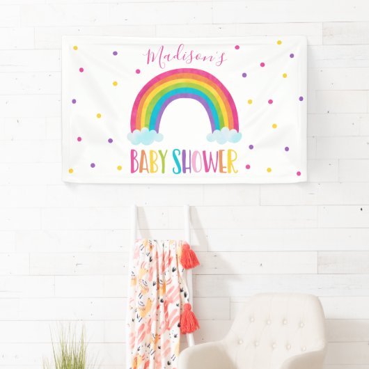 明るい虹の赤ちゃんシャワーようこそ 横断幕 (インサイチュ)