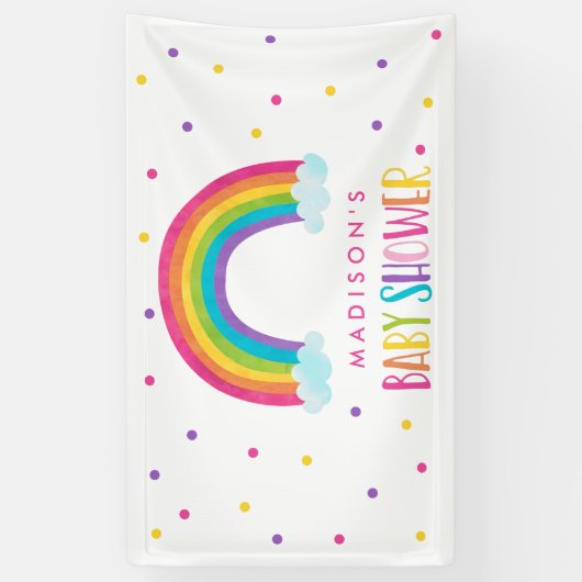 明るい虹の赤ちゃんシャワーようこそ 横断幕 (縦)