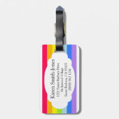 明るい虹の雲の荷物タグに名前 ラゲッジタグ (裏面縦)