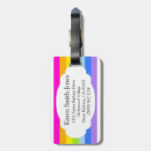 明るい虹の雲ピンクのラゲージタグに命名 ラゲッジタグ (裏面縦)
