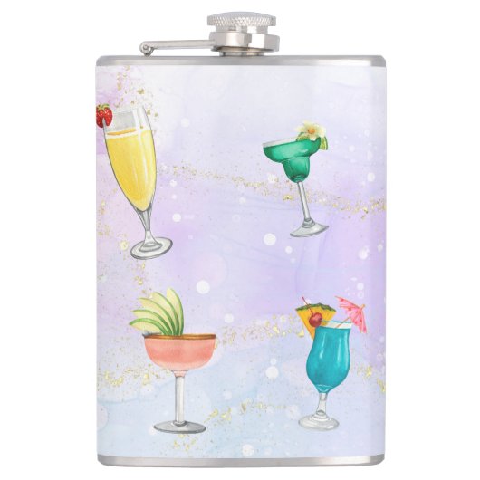 明るい虹色のカクテルパーティーの楽しい飲み物 フラスク (正面)